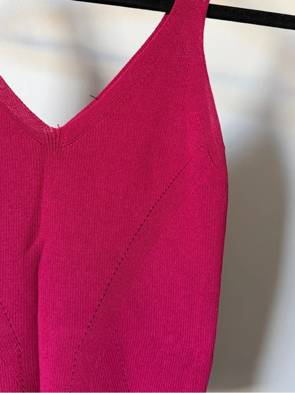 Mango V-Neck Knit Tank Top - Raspberry - Picture 4 of 5